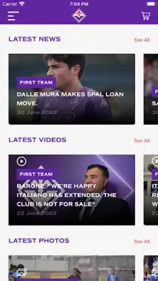 FIORENTINA OFFICIAL APP android App screenshot 2